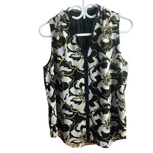 !SOLD! RW&CO. Sleeveless Chiffon Floral Blouse Deep V size Medium Casual Women